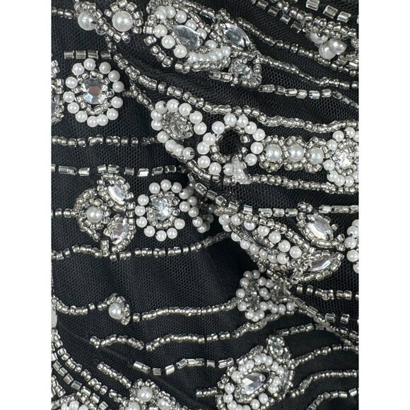 Mac Duggal 10880 One-Shoulder Cut Out Black Evening Gown Size 2 NWT Pearls Beads - Picture 11 of 12